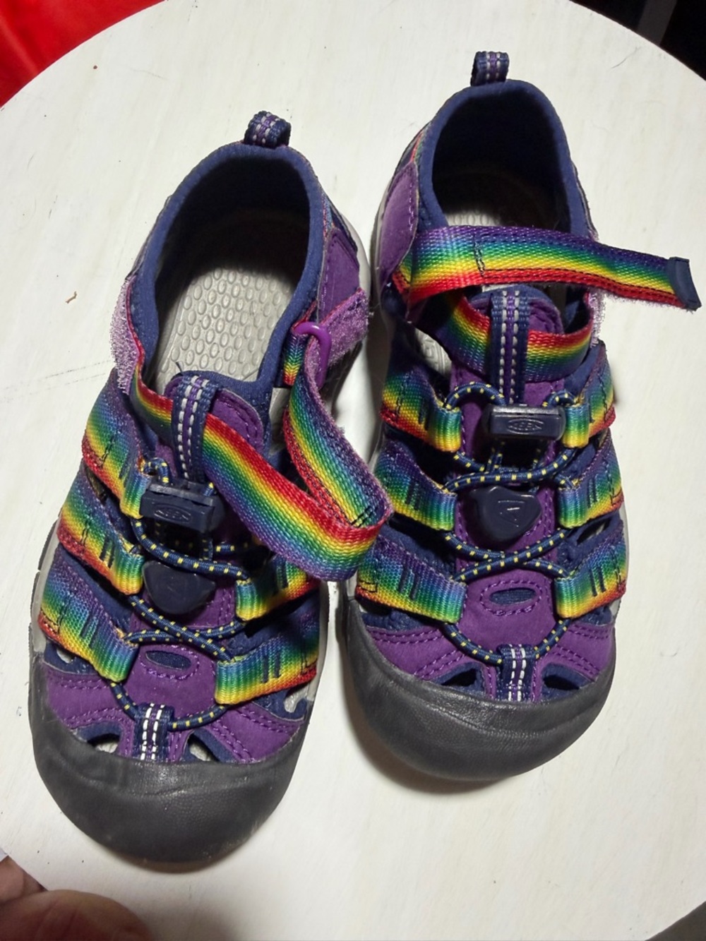 Keen Purple Kids Sandals with Rainbow Straps